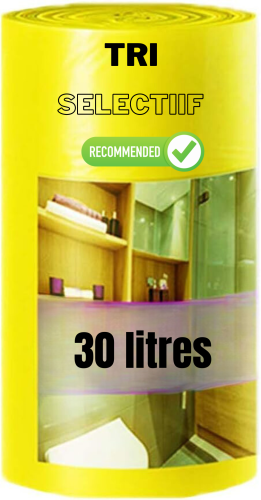 Sac poubelle Jaune 30L bd, 30microns, Carton de 500 - FM Medical